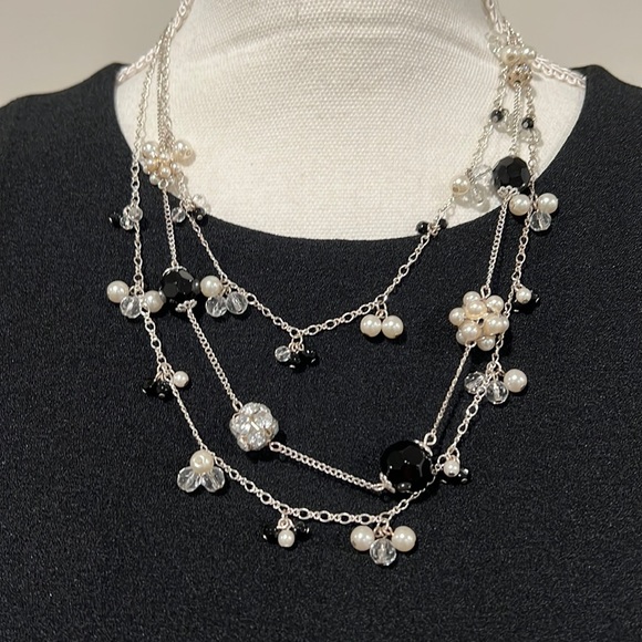 White House Black Market Jewelry - White House Black Market Faux Pearl and Beads 3-strand Necklace.